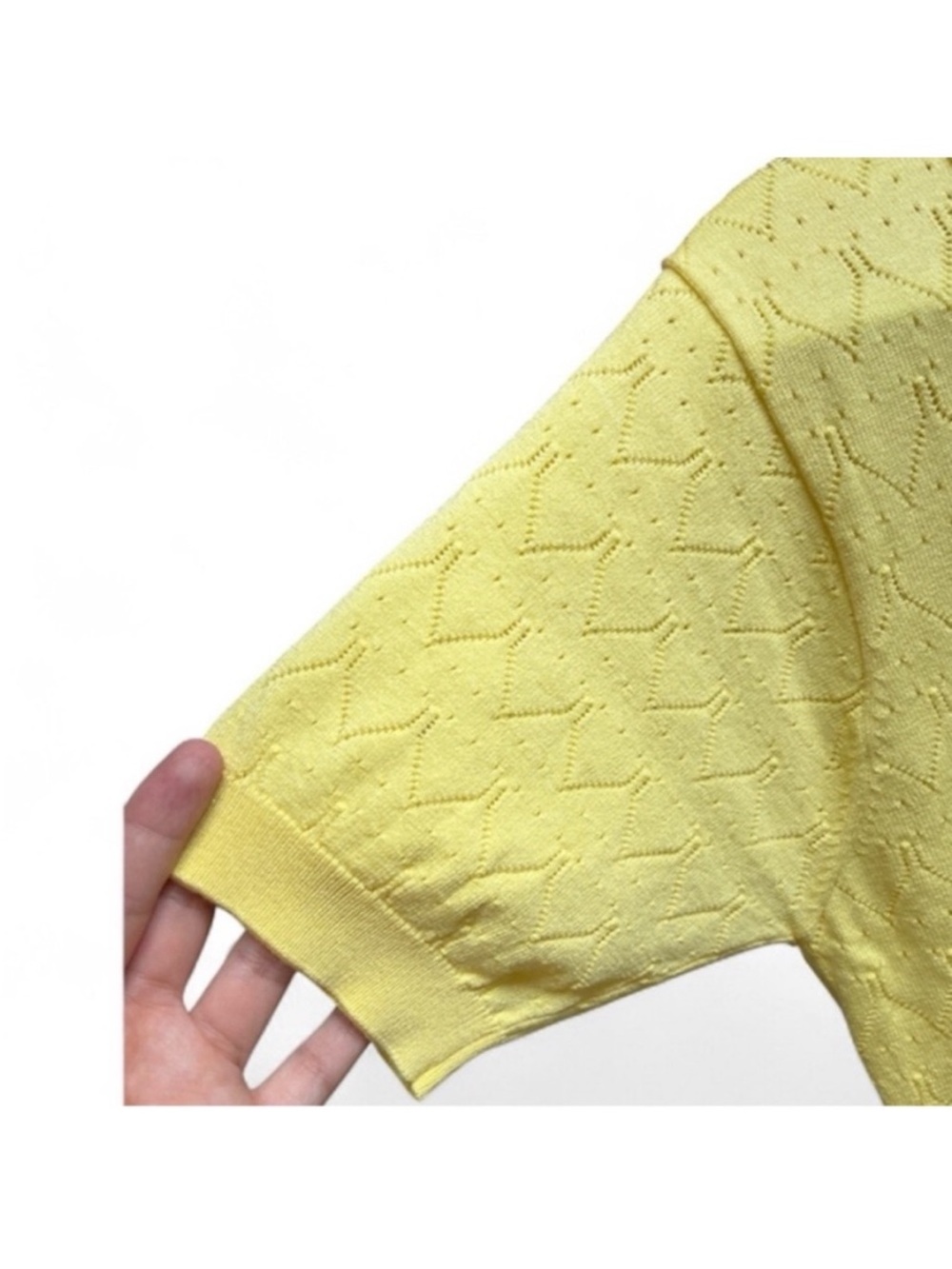 ZARA Womens Pointelle Knit Polo Yellow Size Medium - Picture 7 of 11